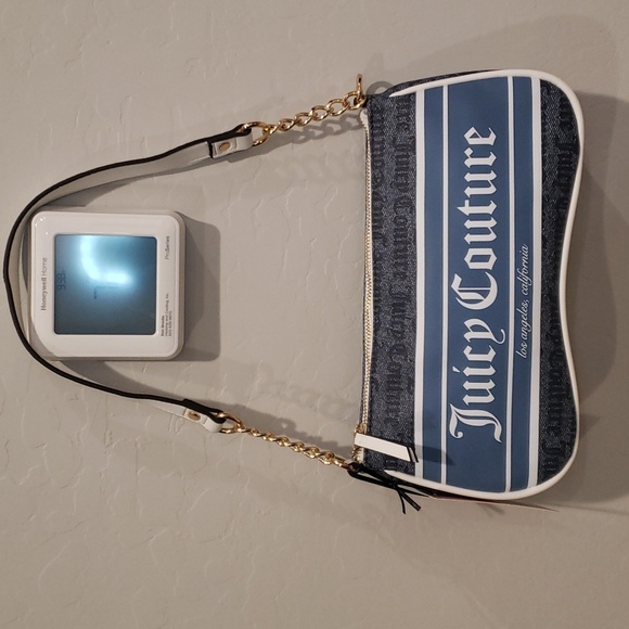 Juicy Couture NWT Blue/ White Status Denim Shoulder Bag 10.5" W × 5.5" H - Picture 4 of 6